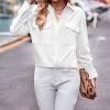 New Casual Fashion Double Pocket Loose Long Sleeve Shirt Women's Clothing-Black-S view 4
