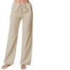 Ladies New Loose Lace-up Cotton and Linen Straight Casual Pants - Gray - L view 2