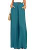 Spring and summer new women's wide-leg trousers elastic waistband wide-leg high-waist long skirt pants-green-L view 2