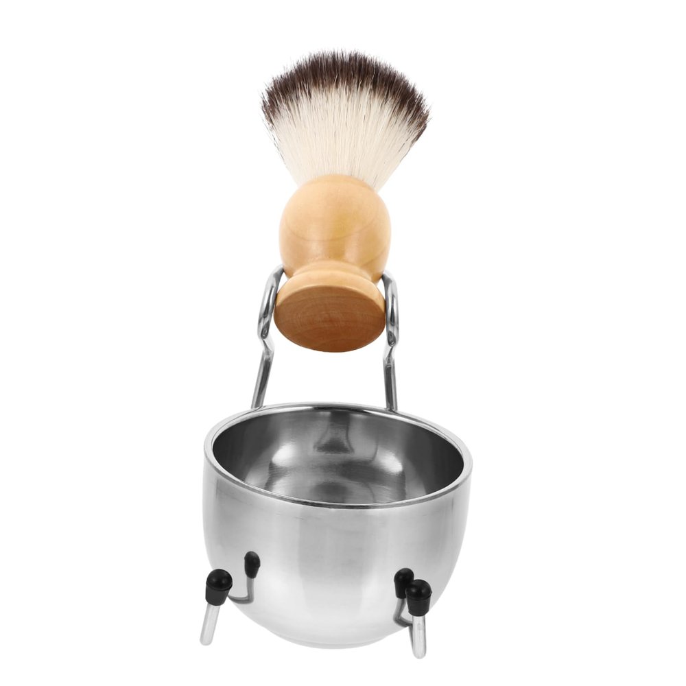 HONMEET Retro Style Shaving Cream Bowl Set Men Shaving Brush Kit Mustache Set Grooming Bowl and Brush Tool