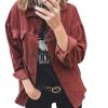 Corduroy Button Cardigan Long Sleeve Lapel Loose Thick Shirt Women's Clothing - Navy Blue - XL view 2