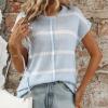 Summer new women's round neck top thick needle casual striped sweater - black - L view 3
