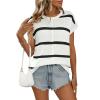Summer new women's round neck top thick needle casual striped sweater - black - L view 4