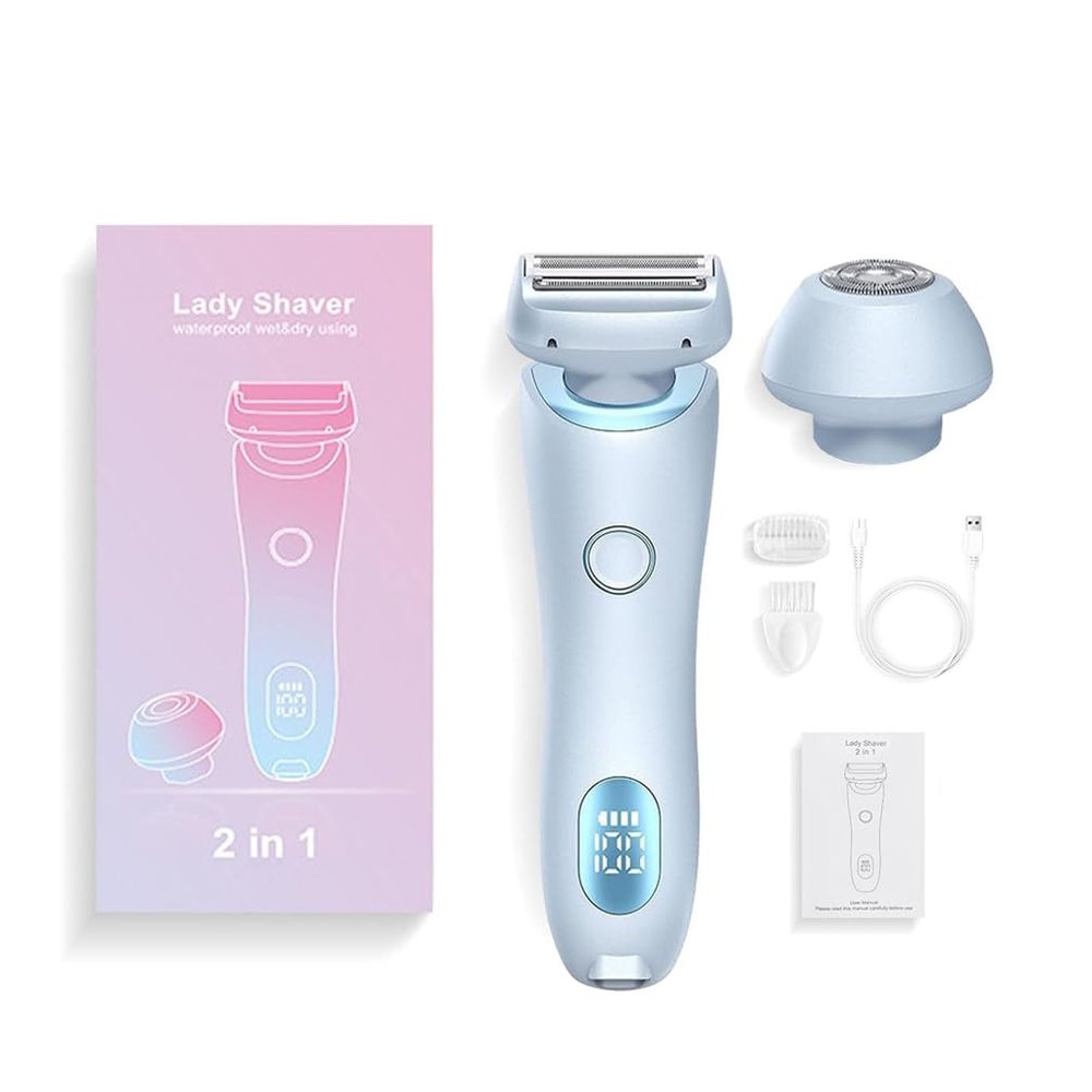 Duskofficial Razor, Duskofficial The Glide Pro 3.0 Premium Shaver, 2 in 1 Electric Waterproof Shaver Razors Bikini Trimmer for Women, Wet and Dry, Painless Hair Removal (Blue)