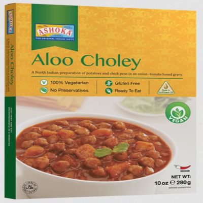 Ashoka Ready To Eat Aloo Chole 280g | Authentic Indian Potato & Chickpea Curry | Ready-to-Eat Meal | 100% Vegetarian | Microwaveable & Easy to Prepare (Pack of 1)