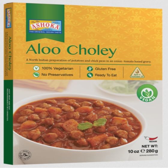 Ashoka Ready To Eat Aloo Chole 280g | Authentic Indian Potato & Chickpea Curry | Ready-to-Eat Meal | 100% Vegetarian | Microwaveable & Easy to Prepare (Pack of 1)
