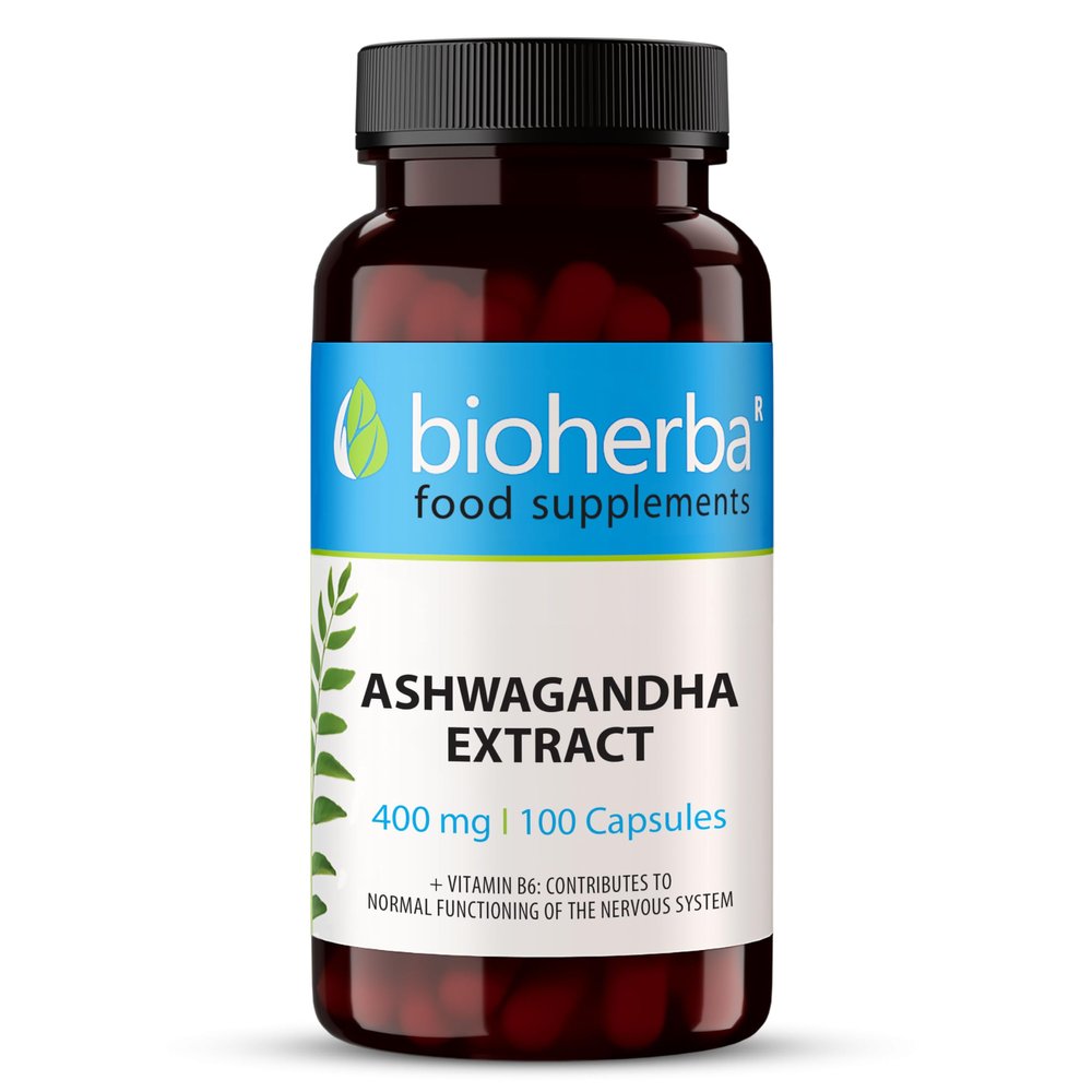 Ashwagandha 400 mg 100 Capsules | High-Strength Root Extract for Daily Support 1600 mg Daily Serving | by BIOHERBA