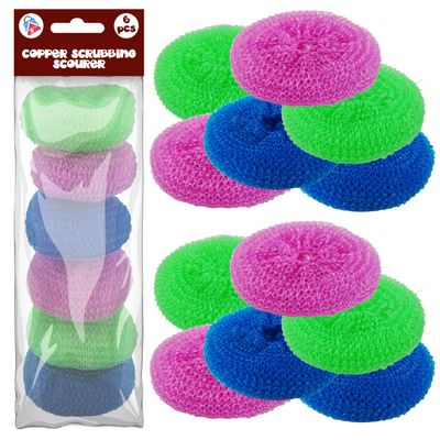 12Pcs Polypropylene Kitchen Scourers Non Scratch Multi-Colour Dish Scrubbers for Non Stick Cookware Reusable Mesh Cleaning Pads for Pots Pans Tough Stain Removal 9cm