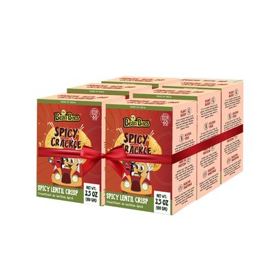 Bean Bites | Spicy Crackle Lentil Crisp 3.53 oz (100 g)-6 Pack | Round Crunchy Bites | Hot & Spicy | Plant Based Vegan Crackers, Gluten-Free Healthy Snack, Keto Chips, By Pride of India