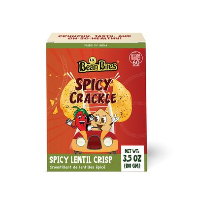Bean Bites | Spicy Crackle Lentil Crisp 3.53 oz (100 g) | Round Crunchy Bites | Hot & Spicy | Plant Based Vegan Crackers, Gluten-Free Healthy Snack, Keto Chips, Traditional Handmade By Pride of India