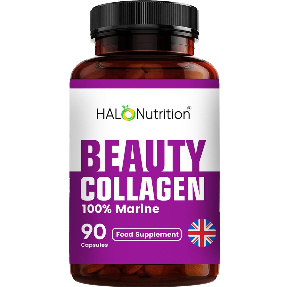 100% Pure Marine Collagen Capsules - 90 Capsules (Not Collagen Powder/Collagen Tablets) -3 Months Supply - Collagen Supplements for Women & Men - Type 1 Hydrolysed Collagen Peptides,by HALO Nutrition
