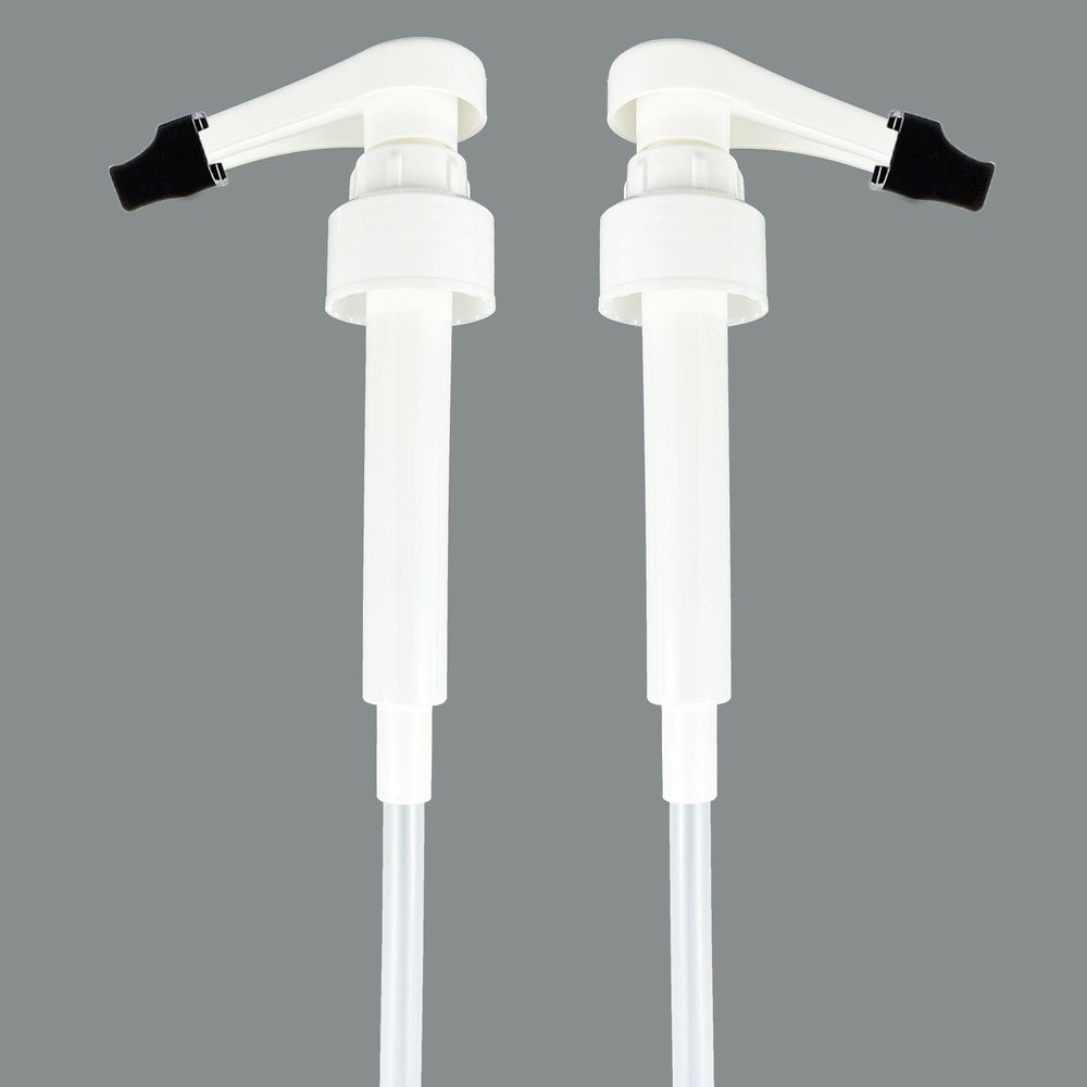 Coffee Syrup Pump for Monin 700ml Glass Bottles with Tip Covers, 2 Packs, White