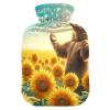 Bear Sunflower Happy Mother's Day Hot Water Bottle with Velvet Cover Hot Water Bag for Neck and Shoulder Pain Relief, 1L view 1