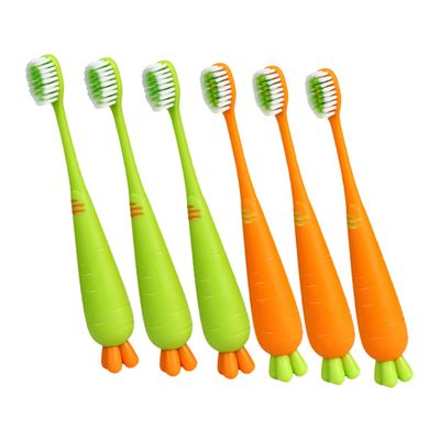 MERRYHAPY 6pcs Soft Carrot Toothbrush Boys and Girls Manual Toothbrush for Boys and Girls Teeth Cleaning