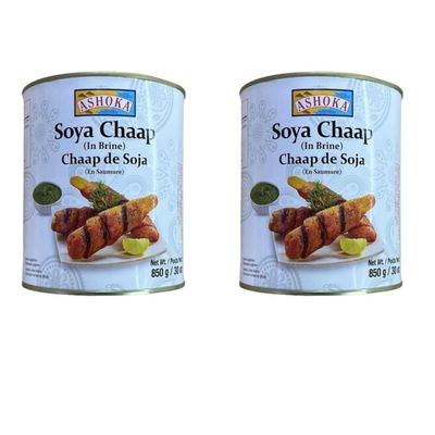 Ashoka Soya Chaap in Brine - Ready-to-Cook Indian Soya Protein, 850g - Versatile, Nutritious, and Convenient (Pack of 2)