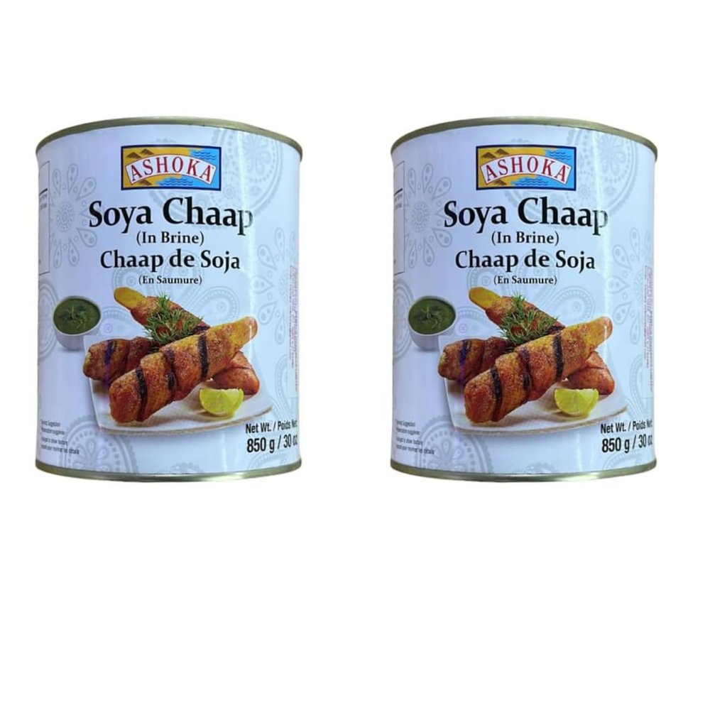Ashoka Soya Chaap in Brine - Ready-to-Cook Indian Soya Protein, 850g - Versatile, Nutritious, and Convenient (Pack of 2)