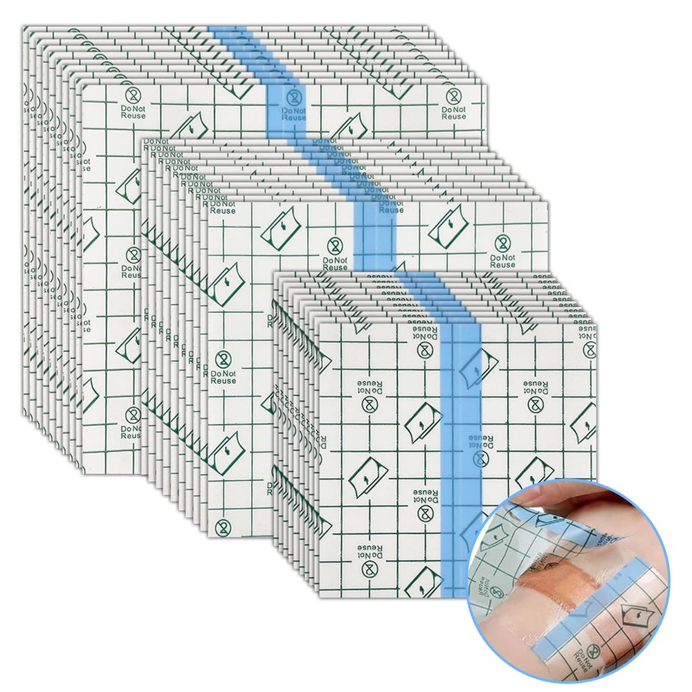 50 Pieces Waterproof Transparent Bandage Set, Tattoo Aftercare Waterproof Bandage, Film Dressing Stretch Adhesive Patch for Outdoor Home Shower Swimming 12x15 cm/10x12 cm/10x10 cm