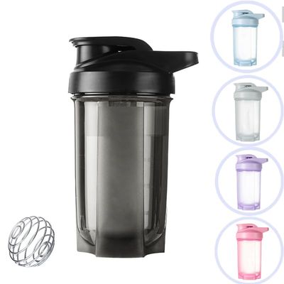 HUIQIHANG Protein Shaker Bottle 500ml with Stainless Steel Mixing Ball, BPA- and DEHP- free, Leakproof Flip On Lid, Temperature Safe, Dishwasher Safe Perfect for Mixing Powdered Shakes - (Black)