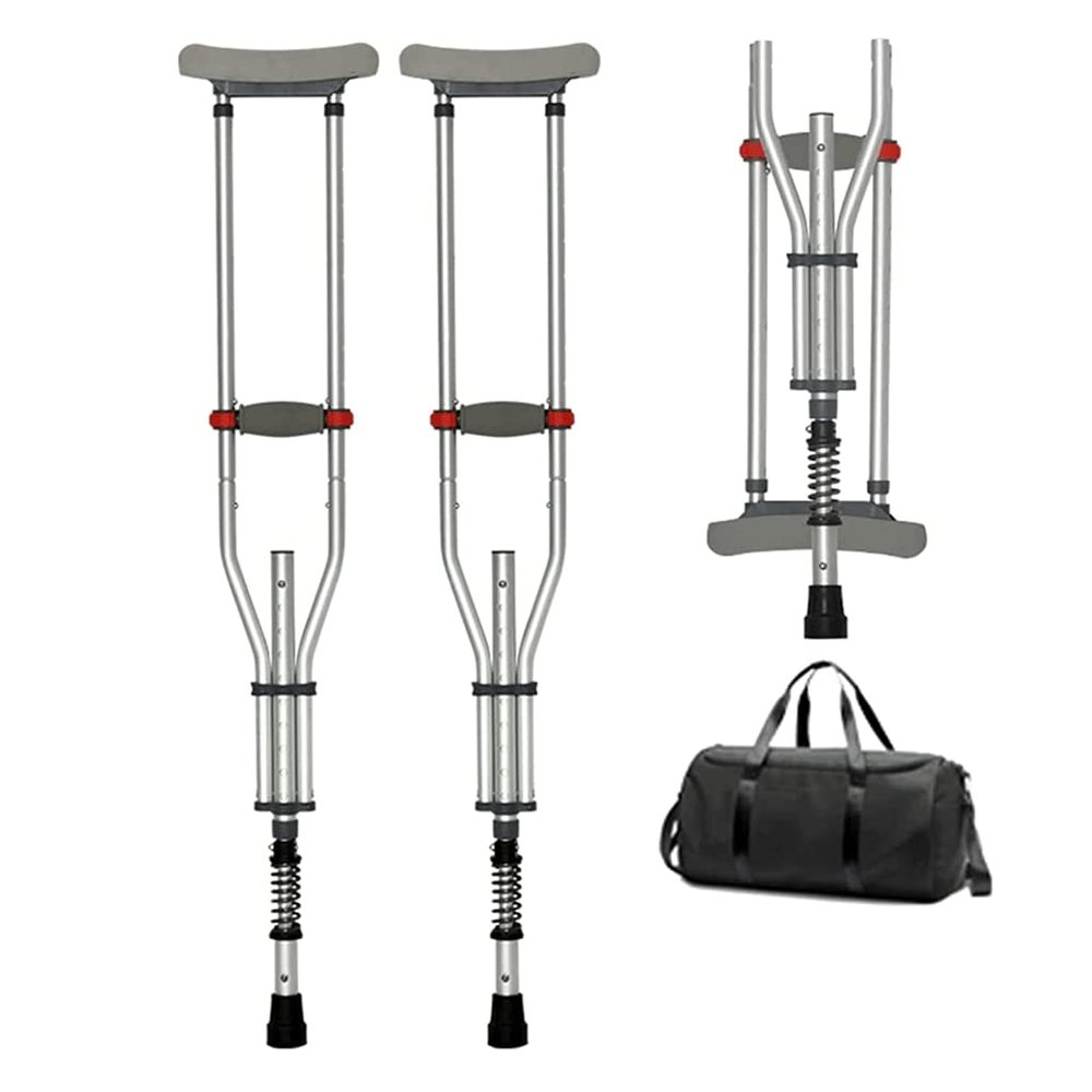 LKYLGYU Elderly Crutches Adult Armpit Crutches Folding With Shock-absorbing Aluminum Buttons Adjustable Height Canes Standing Canes