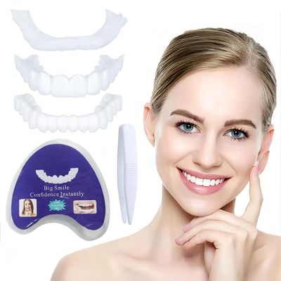 Dazzluxe 2 Pairs Dentures, Temporary Smile False Teeth for Men And Women, Adjustable Snap on Veneers Teeth, Covering Imperfect Teeth To Regain Confidence Smile