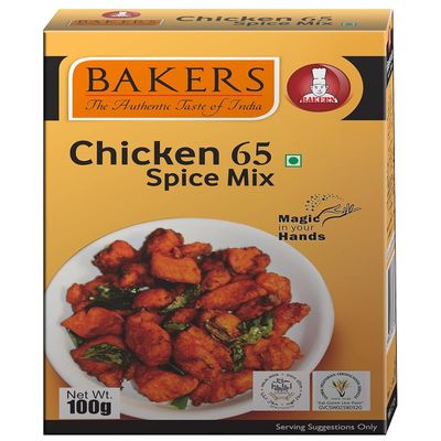 Bakers Chicken 65 Spice Powder, Authentic Indian Seasoning for Chicken, Ready-to-Use Mix for Delicious and Flavorful Dishes - 100g (Pack of 1)