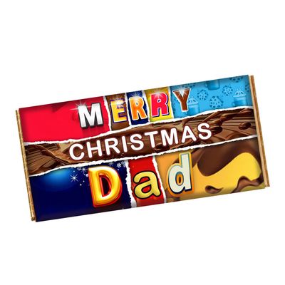 Merry Christmas Dad Chocolate Bar Wrapper Novelty Gift For Daddy Father Stepdad on Christmas CH-9407 (without chocolate bar (wrapper only))
