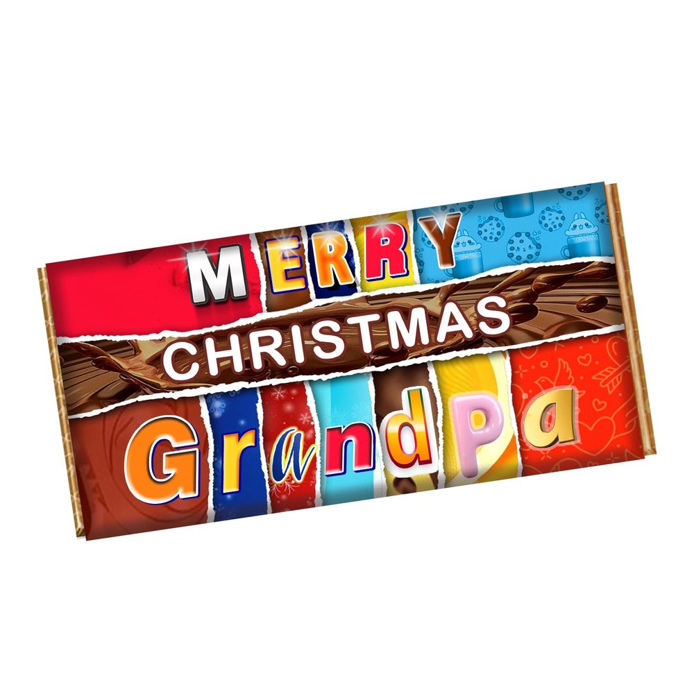 Merry Christmas Grandpa Chocolate Bar Wrapper Novelty Gift For Grandad on Christmas CH-9415 (with chocolate bar (100g))
