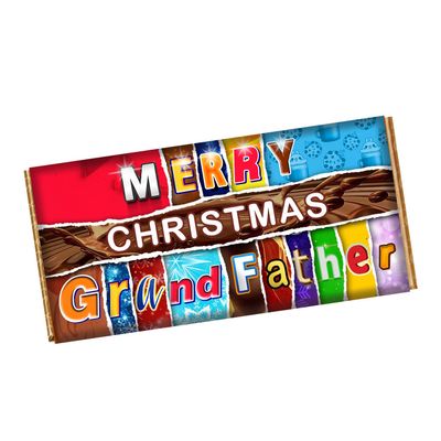 Merry Christmas Grandfather Chocolate Bar Wrapper Novelty Gift For Grandpa on Christmas CH-9416 (with chocolate bar (100g))