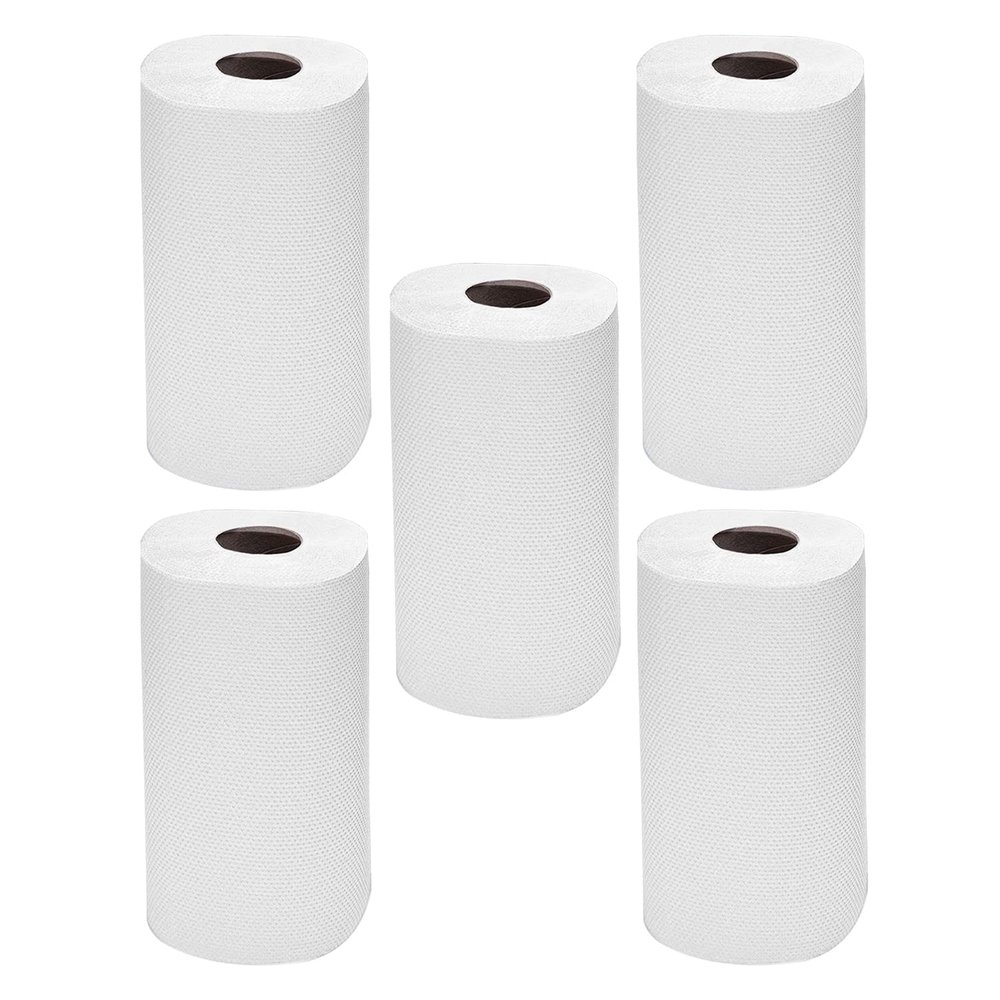 Pack of 5 Premium Kitchen Paper Towels  2-Ply White Centrefeed Rolls with Embossed Design | Strong, Super Absorbent Hand Towels for Spills, Wiping & Kitchen Cleaning