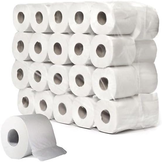 Jumbo Toilet Tissue Rolls 2 Ply Quilted Pure Paper Super Maxx (24 Rolls)