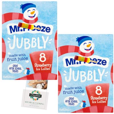 Ice Lolly Bundle with Mr Freeze 8 Jubbly Strawberry Ice Lollies 2 Pack + Brightdale Kitchen Booklet