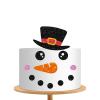 Snowman Topper, Winter Birthday Decor, Black&Red Glitter Snowman Carrot Nose Dessert Set, Christmas Cake Decoration, Holiday Party Supplies view 1