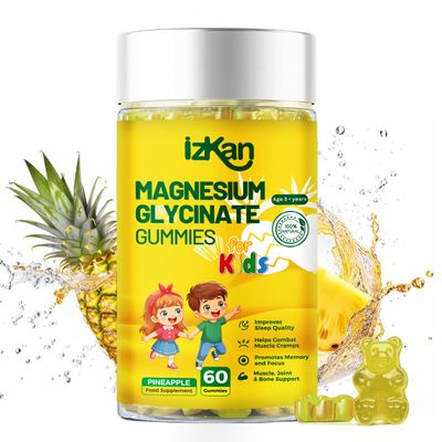 Magnesium Glycinate Gummies 100mg for Kids, Calm Magnesium Gummies for Sleep, Relaxation, Brain, Focus, Bones, No Melatonin, Gluten Free, Non GMO, Vegan, 60 Gummies (1)