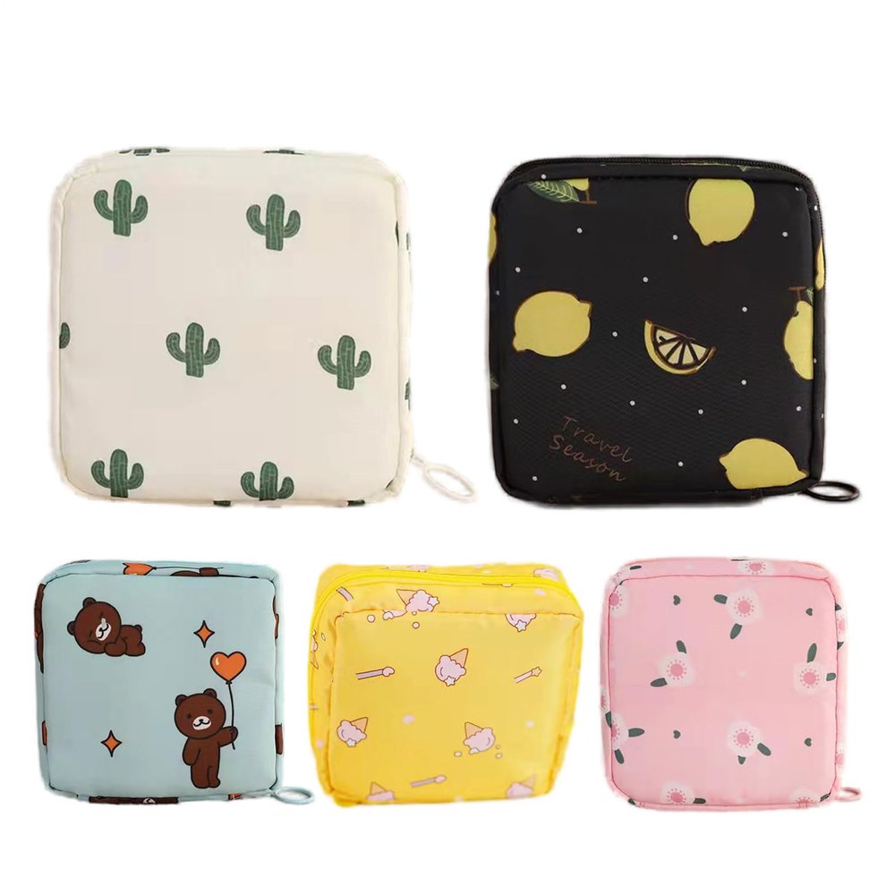 5Pieces Sanitary Napkin Storage Bag - Period Bag with Zipper | Portable Sanitary Napkin Pads Storage Bags | Period Holder Bag Portable Period Kit Sanitary Pad Storage Bag for School Teen Girls Women