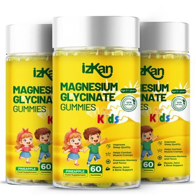 Magnesium Glycinate Gummies 100mg for Kids, Calm Magnesium Gummies for Sleep, Relaxation, Brain, Focus, Bones, No Melatonin, Gluten Free, Non GMO, Vegan, 60 Gummies (3)