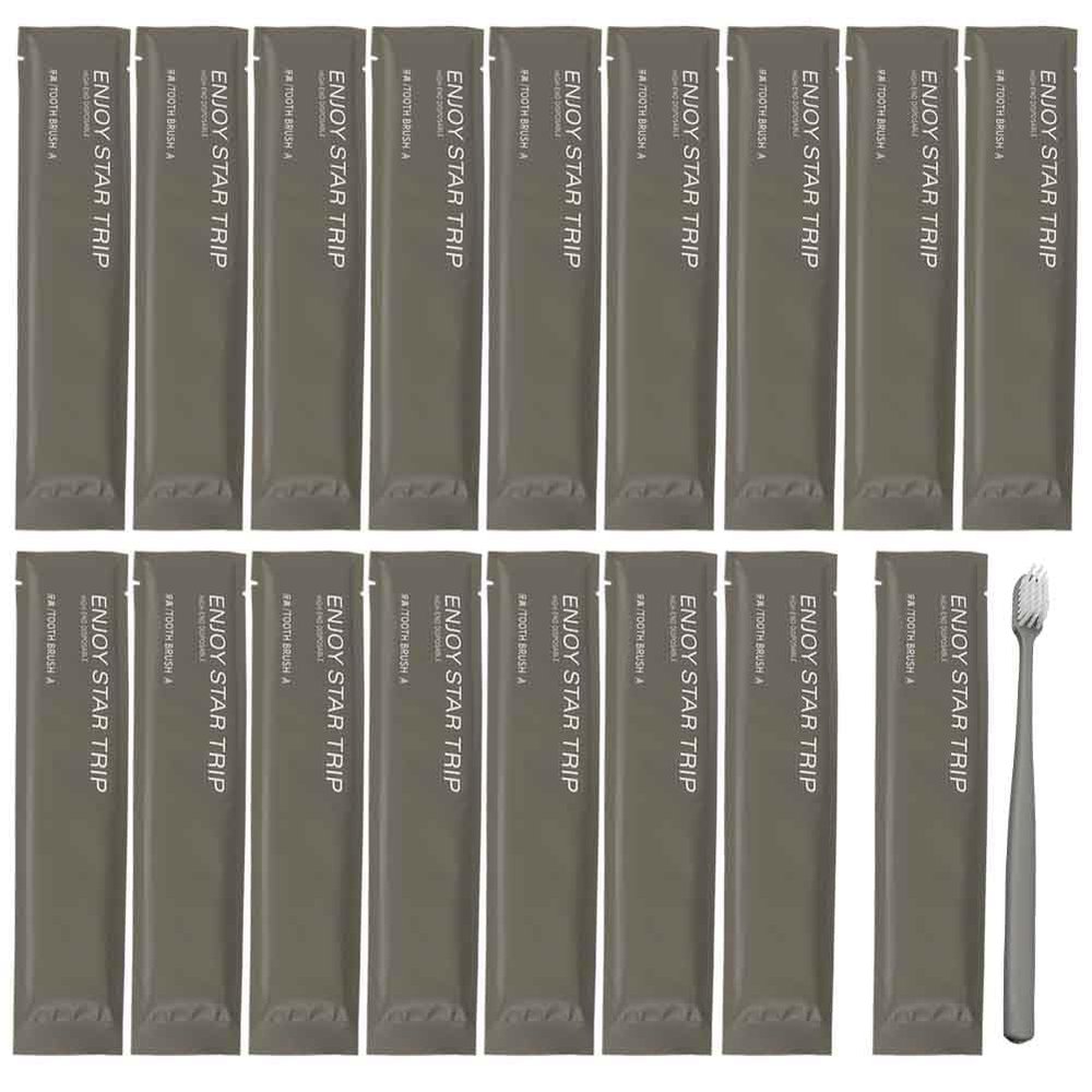 20Pcs Individually Wrapped Disposable Toothbrushes with Toothpaste,Ensure Clean and Hygienic,Travel Toothbrushes, Hotel Toothbrush Kit, Guest's Toothbrushes for Home Hotel Travel (Gray, One Size)