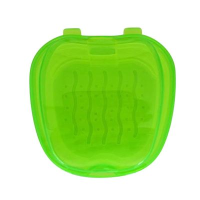 Flybloom Denture Bath Box False Teeth Storage Box Mini Travel Denture Cup Case With Strainer(Transparent Green)
