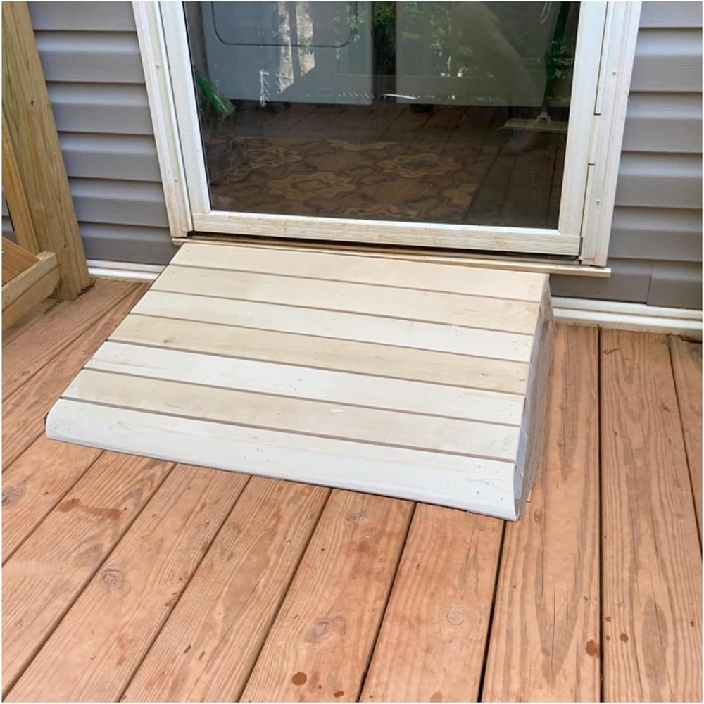 Threshold Ramp, 5/6/7/8/10 inch Rise Wood Threshold Ramp for Doorways, Wheelchairs Walkers Car Motorcycle Entry Transition Ramp, Heavy Duty Mobility Anti-Skid Curb Ramp(50x45x18cm/19.7x17.7x7in)
