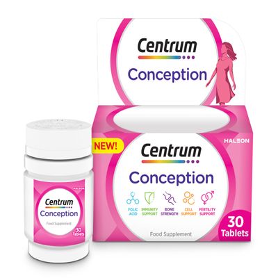 Centrum Conception Vitamins for Women, Fertility Supplements with 400g Folic Acid, 30 Tablets