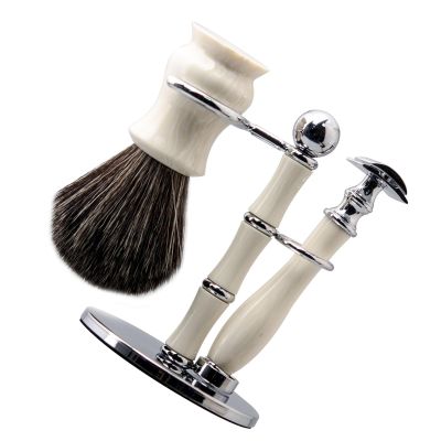 MYSUNBAR Razor Holder, Stainless Steel Shaving Brush Holder with Non-Slip Base, Creative Bamboo Shape Safety Razor Set