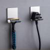 MYSUNBAR Pack of 2 Razor Holder Hooks, Wall Mounted Self-Adhesive No Drilling Shower Hooks, Black Stainless Steel Multi-Purpose Hooks view 4