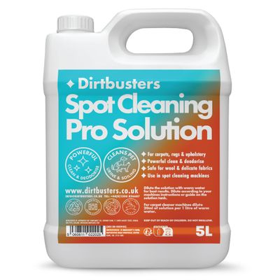 Dirtbusters Spot Cleaning Solution Carpet Cleaner Shampoo (5L) Deep Cleaning Treatment To Clean, Neutralise Odours & Remove Stains, Safe For Wool And Delicate Fabrics