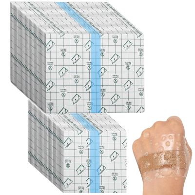100 PCS Second Skin, Bandage Transparent Film Dressing Bandage Second Skin Dressing Protective Shield Transparent Stretch Adhesive Bandages Protective Shield
