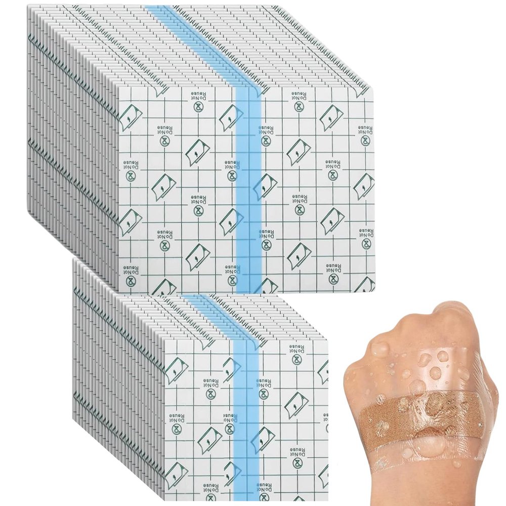 100 PCS Second Skin, Bandage Transparent Film Dressing Bandage Second Skin Dressing Protective Shield Transparent Stretch Adhesive Bandages Protective Shield