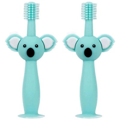 QWPYDXN Oral Care Cute Koala Shape Toothbrush, 3 Sided Design Silicone Toddler Toothbrushes Ages 1-3, Independent Packaging Manual Toothbrush Portable