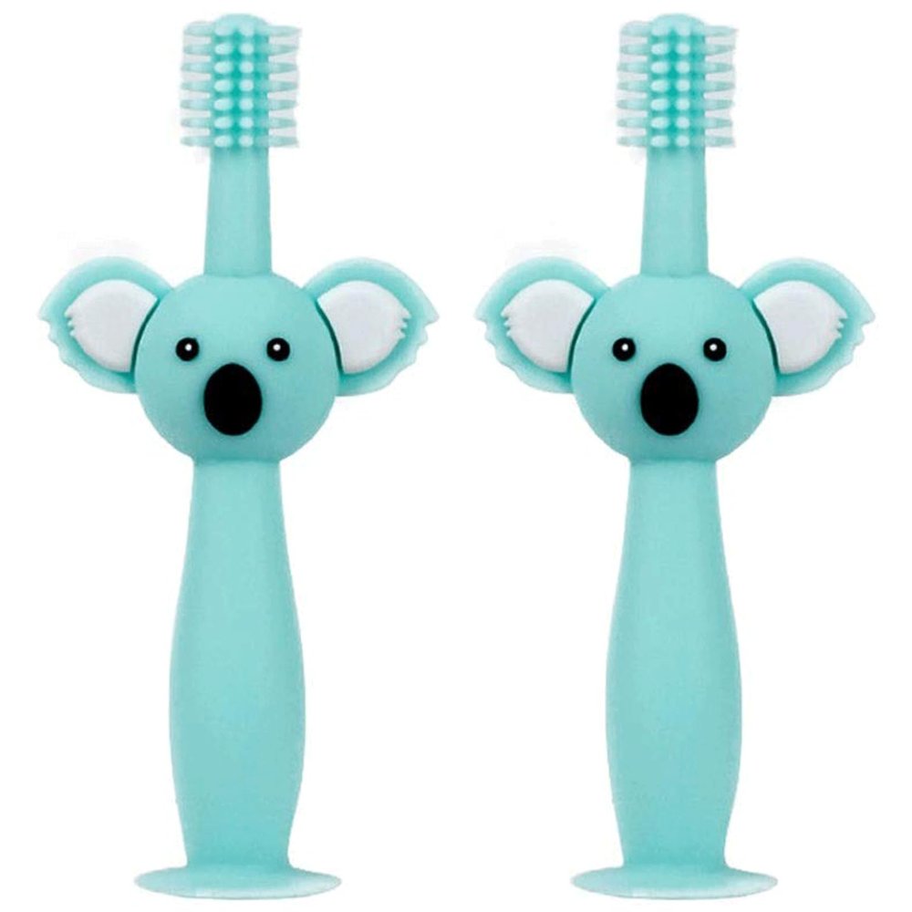 QWPYDXN Oral Care Cute Koala Shape Toothbrush, 3 Sided Design Silicone Toddler Toothbrushes Ages 1-3, Independent Packaging Manual Toothbrush Portable