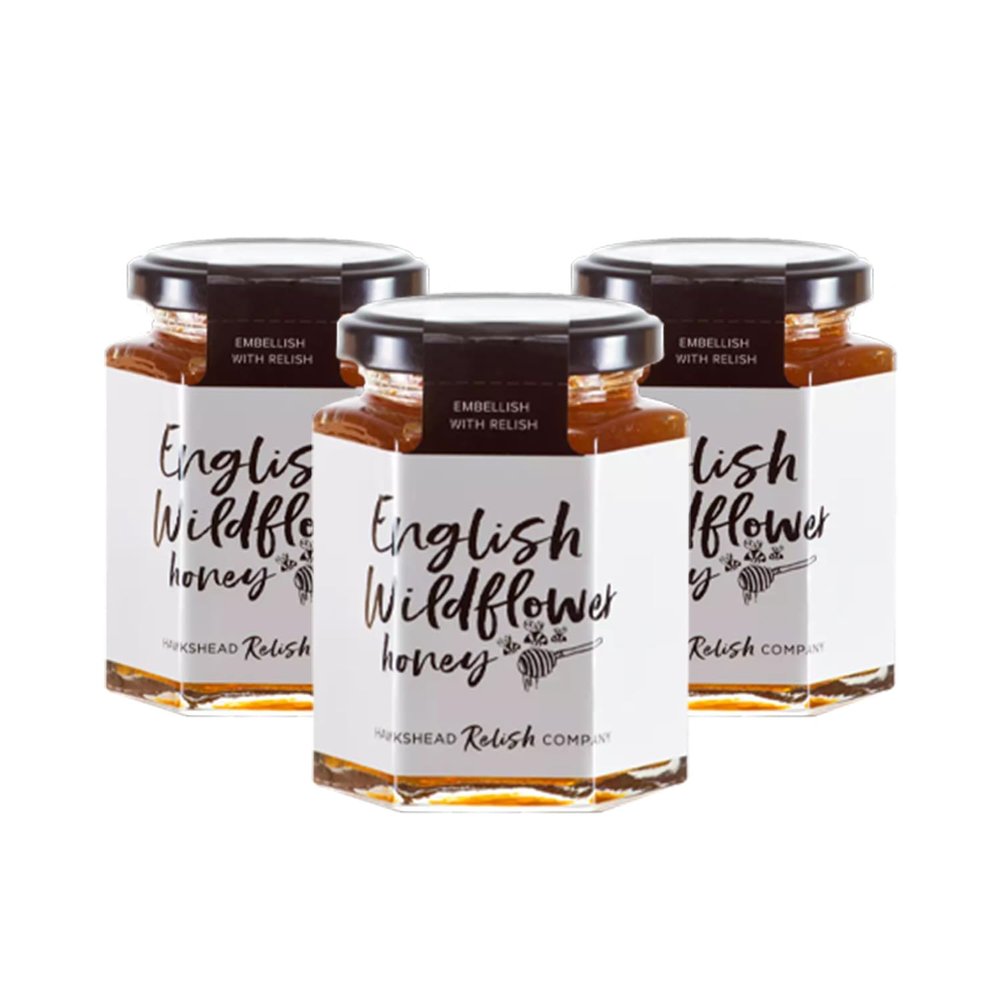 Hawkshead English Wildflower Honey | 3 x 250g Jar | Fragrant Blended Honey from English Summer Meadows | Vegetarian, Gluten-Free