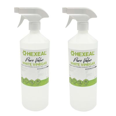 Hexeal Pure Value White Vinegar 2L 2 x 1L Spray of Food Grade White Vinegar for Cooking, Cleaning, Pickling & Baking Cleans Surfaces & Deodorises & Removes Grime