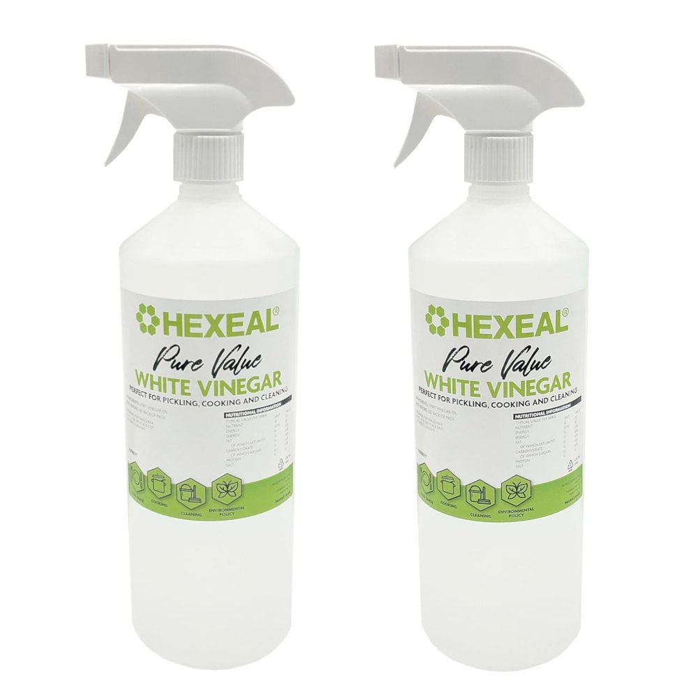 Hexeal Pure Value White Vinegar 2L 2 x 1L Spray of Food Grade White Vinegar for Cooking, Cleaning, Pickling & Baking Cleans Surfaces & Deodorises & Removes Grime
