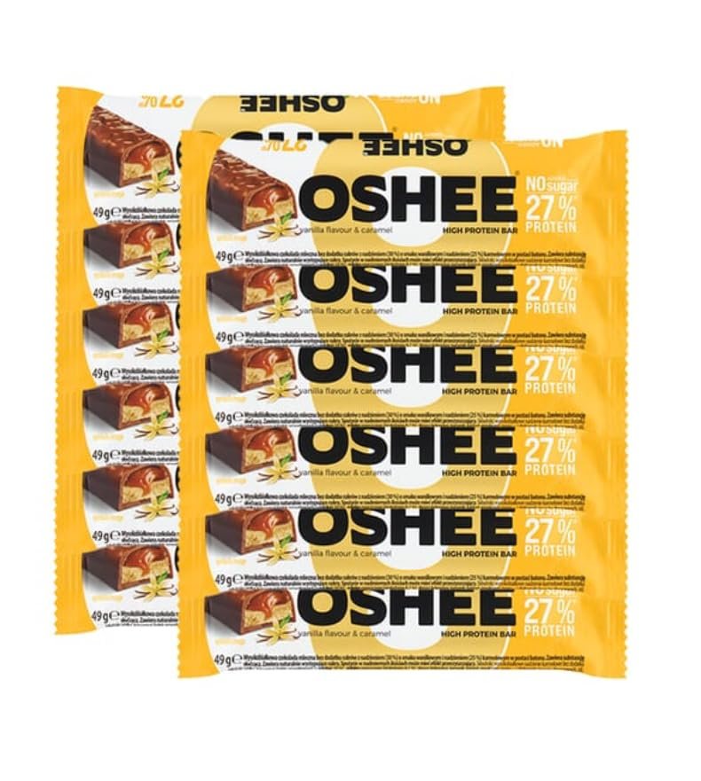 Oshee High Protein Vanilla & Caramel Bars 49g x 12